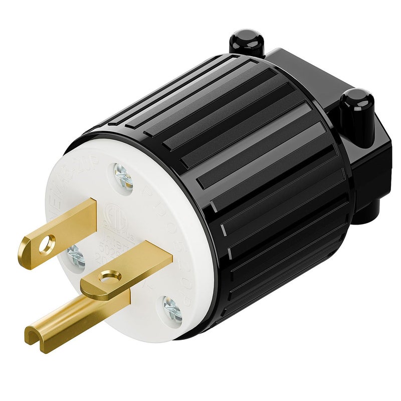 acbroad USA 3-Prong Male AC Plug, ETL Nema 5-20P 3 Pole Straight T- Blade DIY Rewirable, 20A 125V USA 3Pin AC Connector, Nema 5-20 Male US 3Pole Power Plug, Black - Image 1